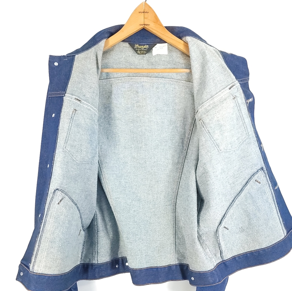 Vintage Wrangler No Fault Denim Button Front Trucker Jacket Men's 44L 74136PW - Picture 10 of 11
